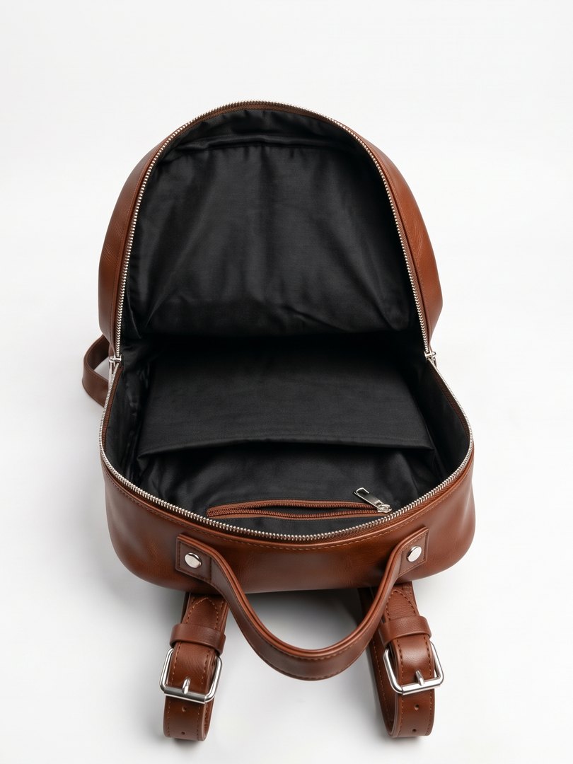 Interior del morral Múnich café claro con división para portátil